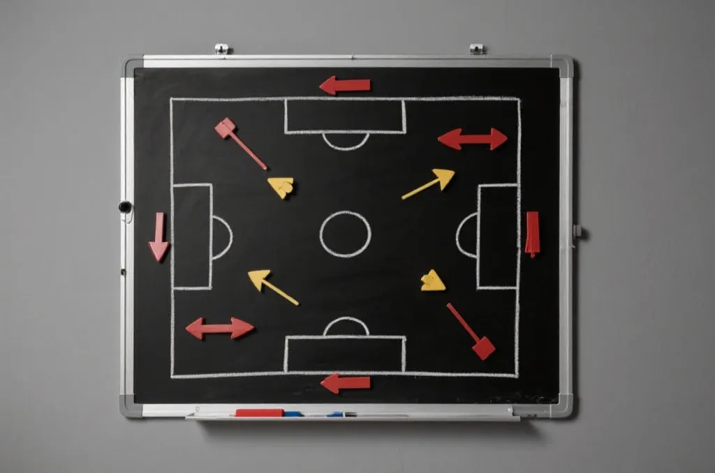 Tactical soccer board showing generic formation and arrows